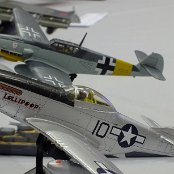 Airfix 1/72 P-51 & Me109G-6 on an Airfix stand